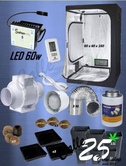KIT ARMARIO CULTIVO COMPLETO 60 (LED SOLUX 60W)